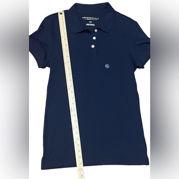 Nwt Aeropostale Juniors Pique Uniform Polo Solid Navy Blue Large Back to School - Picture 16 of 16